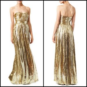 Badgley Mischka Collection Gold Sequin Ball Gown